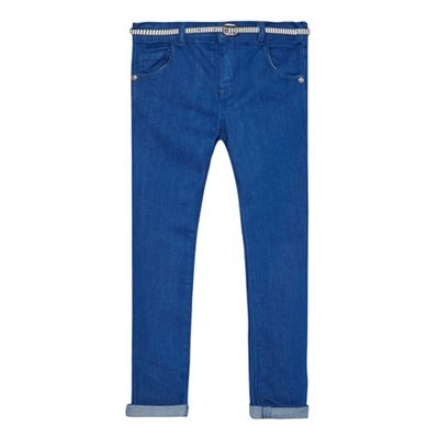 Girls' blue belted skinny jeans